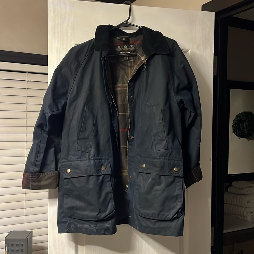 Barbour Wax Jacket Navy Blue Women's Size 14